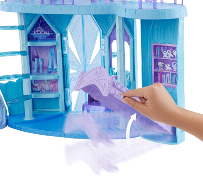 Mattel Conjunto de Brinquedo Castelo de Gelo da Elsa (Disney Frozen) da , com mais de 76 cm de altura | Inclui boneco do Olaf, 5 áreas de brincar, 21 acessórios e possibilidade de brincar em 360 graus; inspirado nos filmes Disney Frozen, JGG41