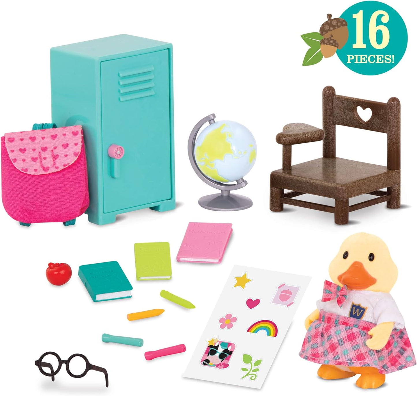 Li'l Woodzeez WZ6705Z Dinossauro, animais Li’l Woodzeez – Conjunto de beliche de 18 peças com móveis e acessórios de quarto – Brinquedos em miniatura e conjuntos de jogos para crianças a partir de 3 anos, Azul, Klein