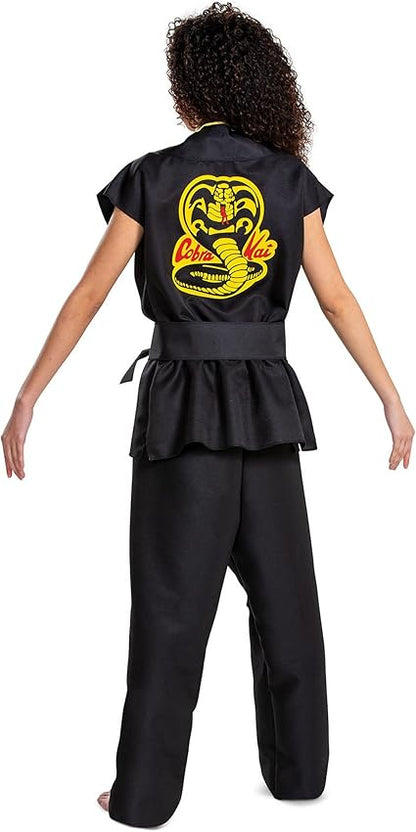 Disguise Traje adulto masculino cobra kai, oficial cobra kai gi para com faixa preta, tamanho adulto fantasias de tamanho adulto