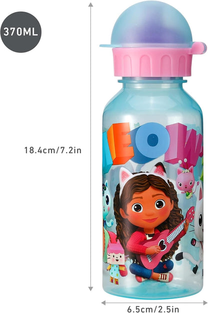 Stor Garrafa de água de 370ml para crianças, ideal para escola, creche e viagens. Feita de material durável, reutilizável e livre de BPA (Gabby's Dollhouse).
