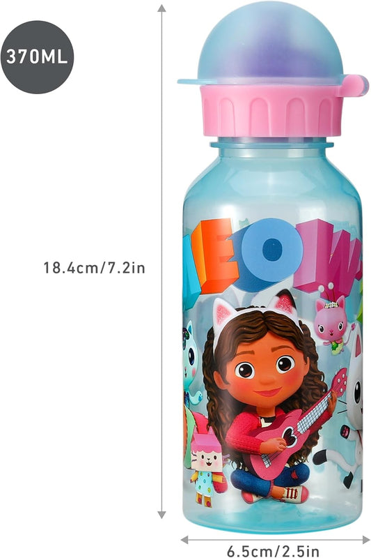 Stor Garrafa de água de 370ml para crianças, ideal para escola, creche e viagens. Feita de material durável, reutilizável e livre de BPA (Gabby's Dollhouse).