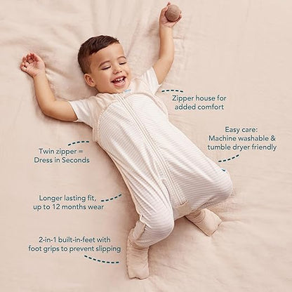 Love To Dream™ Macacão de dormir com pernas | Manga comprida, leve, vestível, que também funciona como cobertor e edredom | 3,5 Tog, ideal para inverno e outono (14–16 °C) | Algodão lavável à máquina e zíper duplo