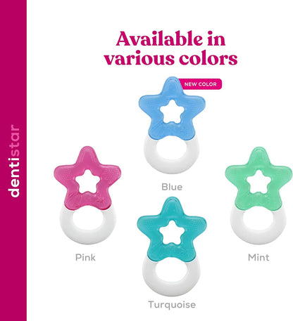Dentistar Cool Teething Star Teething Baby Toy para bebês de 3 meses ou mais, anel de dentição de silicone macio para dente