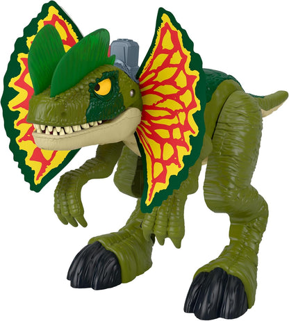 Brinquedo de dinossauro Fisher-Price Imaginext Jurassic World Thrash Attack Dilophosaurus, figura de 40 cm com luzes e sons, para crianças a partir de 3 anos, HVY16