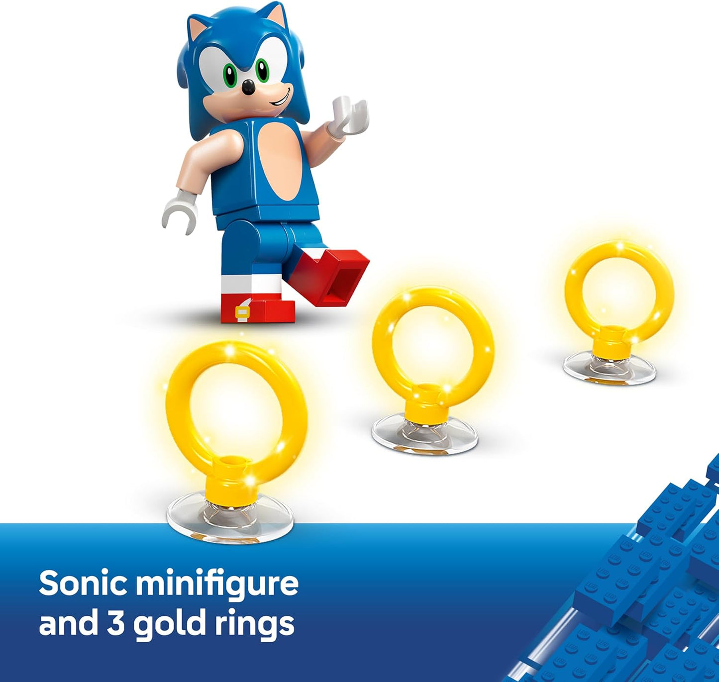 LEGO Sonic the Hedgehog: Sonic Speedster Lightning - Carro de Corrida de Brinquedo com Minifigura, Esmeralda do Caos e 3 Anéis Dourados - Presente Gamer para Meninos e Meninas a partir de 7 Anos - 77117