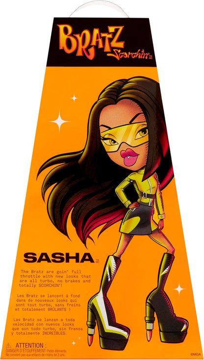 Bratz Scorchin' Sasha - Inclui 1 boneca fashion, vem com roupa e acessórios, bonecas inspiradas em motos, brinquedos fofos para meninas