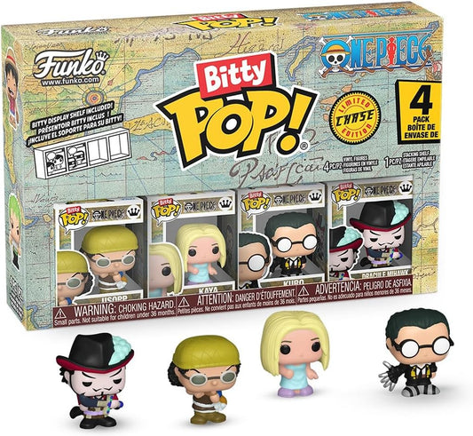 Funko Bitty Pop! One Piece - Usopp - Pacote com 4 - Probabilidade de 1/6 para uma variante rara de Chase e uma minifigura surpresa misteriosa - 2,2 cm (0,9 pol.) - Prateleira de exposição empilhável incluída