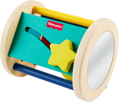 Fisher-Price Brinquedo de madeira para bebês: engatinhar atrás de um rolo para desenvolver habilidades sensoriais e motoras em bebês a partir de 6 meses de idade, JKH17