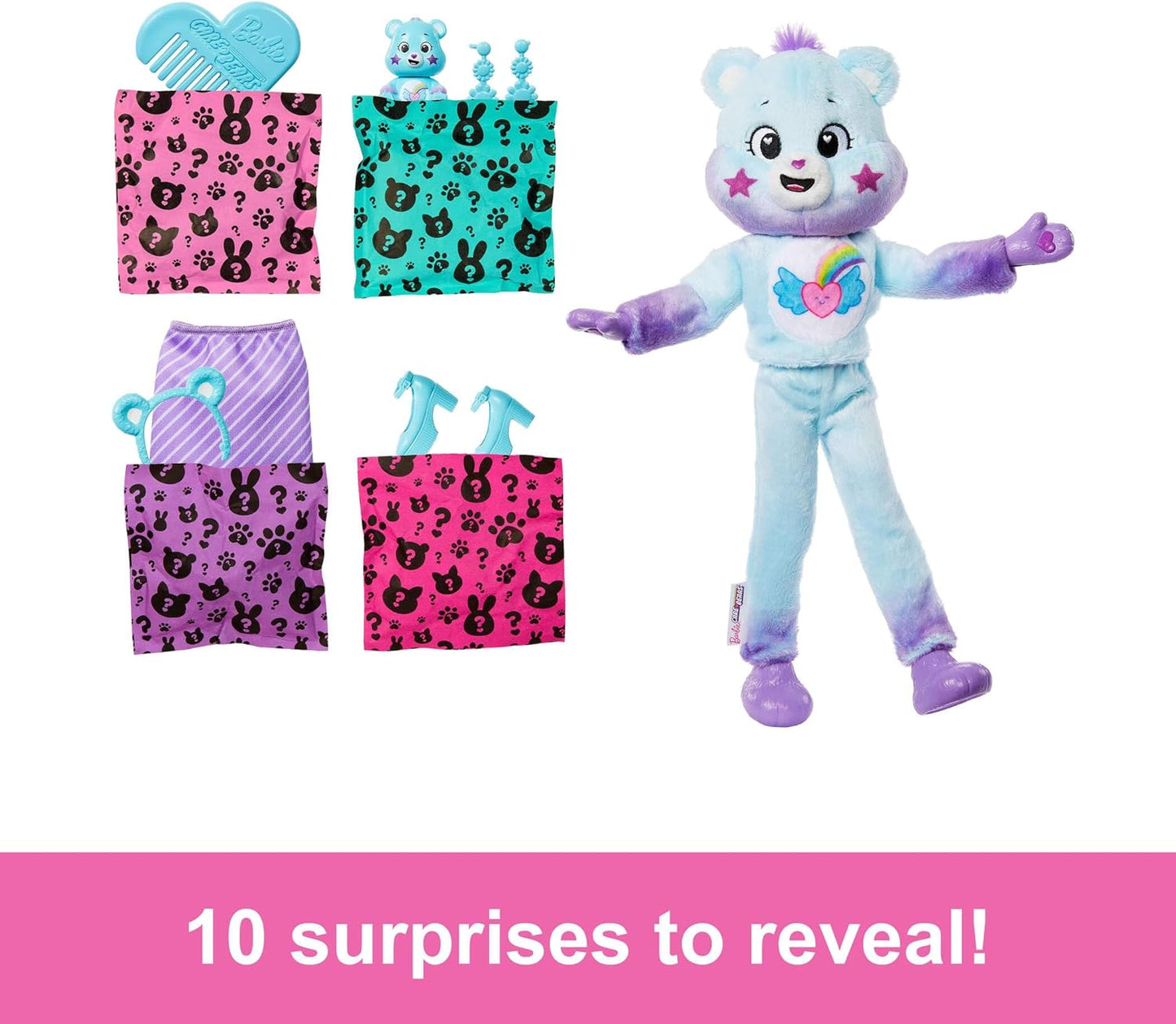 Barbie Cutie Reveal Ursinhos Carinhosos com Boneca e Acessórios, Série 2 Ursinho Sonho Brilhante com 10 Surpresas, Incluindo Mudança de Cor e Mini Ursinho, JFV61