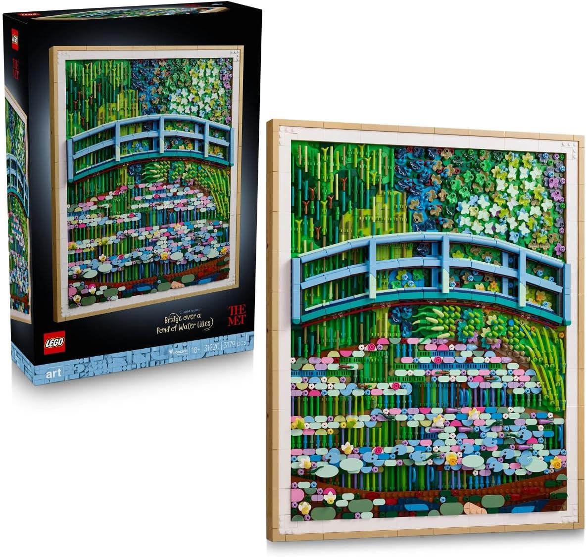 LEGO Art Claude Monet – Ponte sobre um Lago de Lírios-d'água - Arte de Parede 3D para Decoração de Casa - Kit de Modelo Impressionista para Adultos - Ideia de Presente DIY - 31220