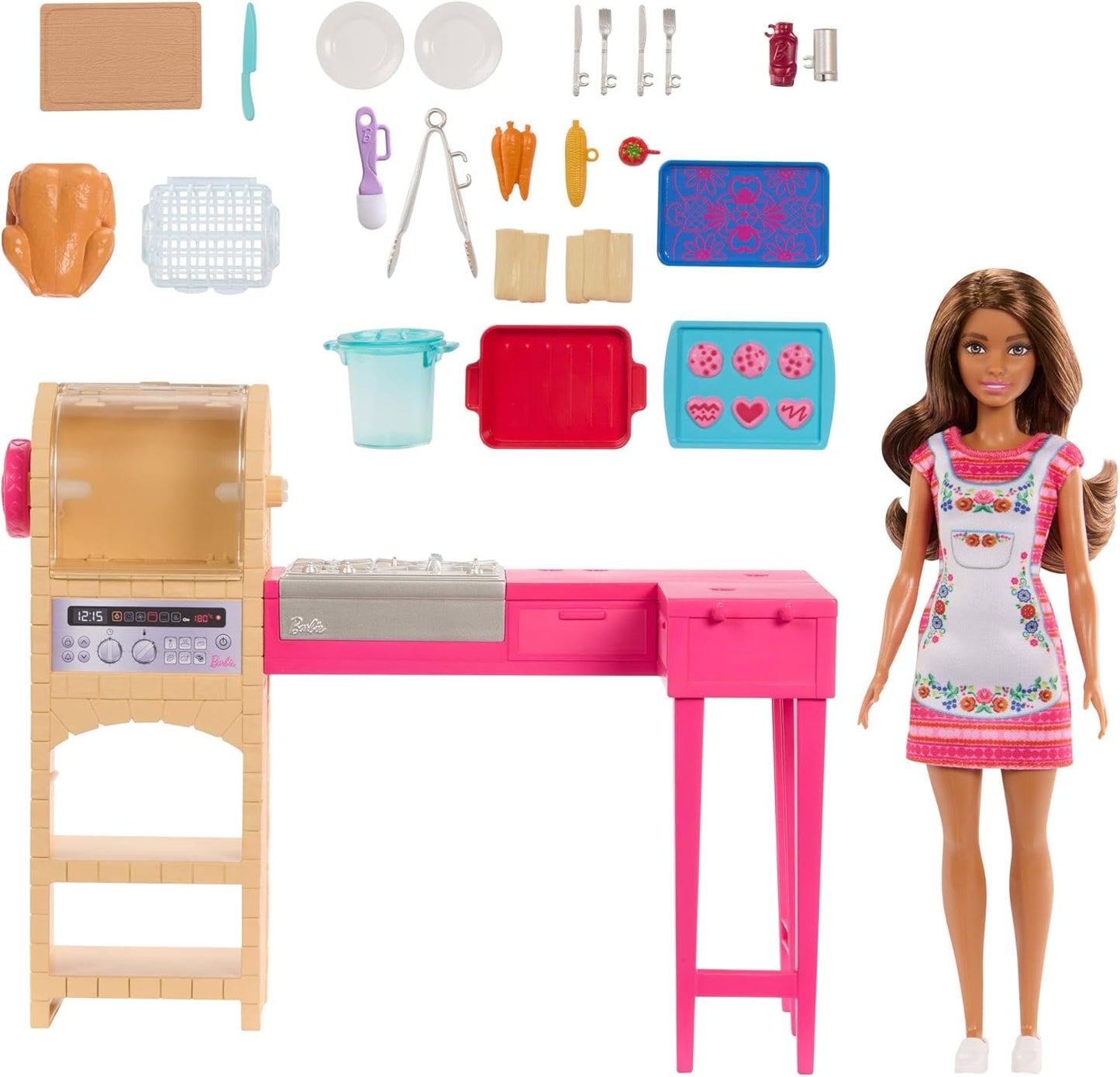 Barbie e Teresa: Receita para a Amizade - Boneca Teresa Fashion e Conjunto de Cozinha com mais de 20 acessórios, incluindo biscoitos que mudam de cor, JCT06