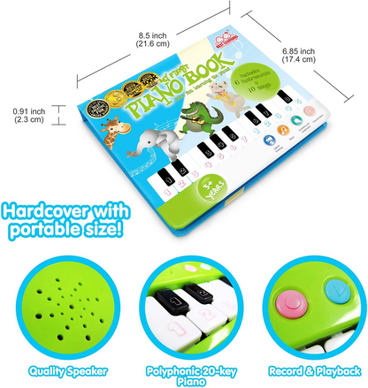 BEST LEARNING Meu primeiro livro de piano - brinquedo musical educacional para crianças de 3 a 5 anos - presente de aniversário ideal para meninos ou meninas de 3 e 4 anos