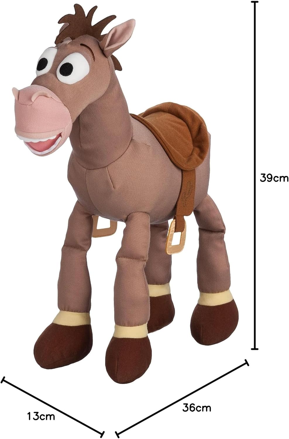 Disney Brinquedo de pelúcia oficial da Store, Bullseye, tamanho médio, Toy Story, 39 cm/15 polegadas, figura de pônei de pelúcia com cauda e crina de feltro, adequado para crianças a partir de 0 anos.