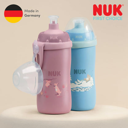 NUK Garrafa de Água First Choice Push-Pull para Crianças | 18+ Meses | 300 ml | Bico Resistente a Mordidas | Garrafa Antivazamento | Coala Rosa | 1 Unidade