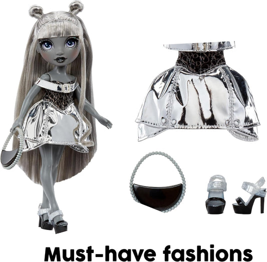 Rainbow High Shadow High Luna Madison - Boneca Fashion em tons de cinza de 28 cm, Cabelo Cinza, Roupa Cinza Metálica, Bolsa Estilosa, Presente Fofo para Crianças de 4 a 10 Anos