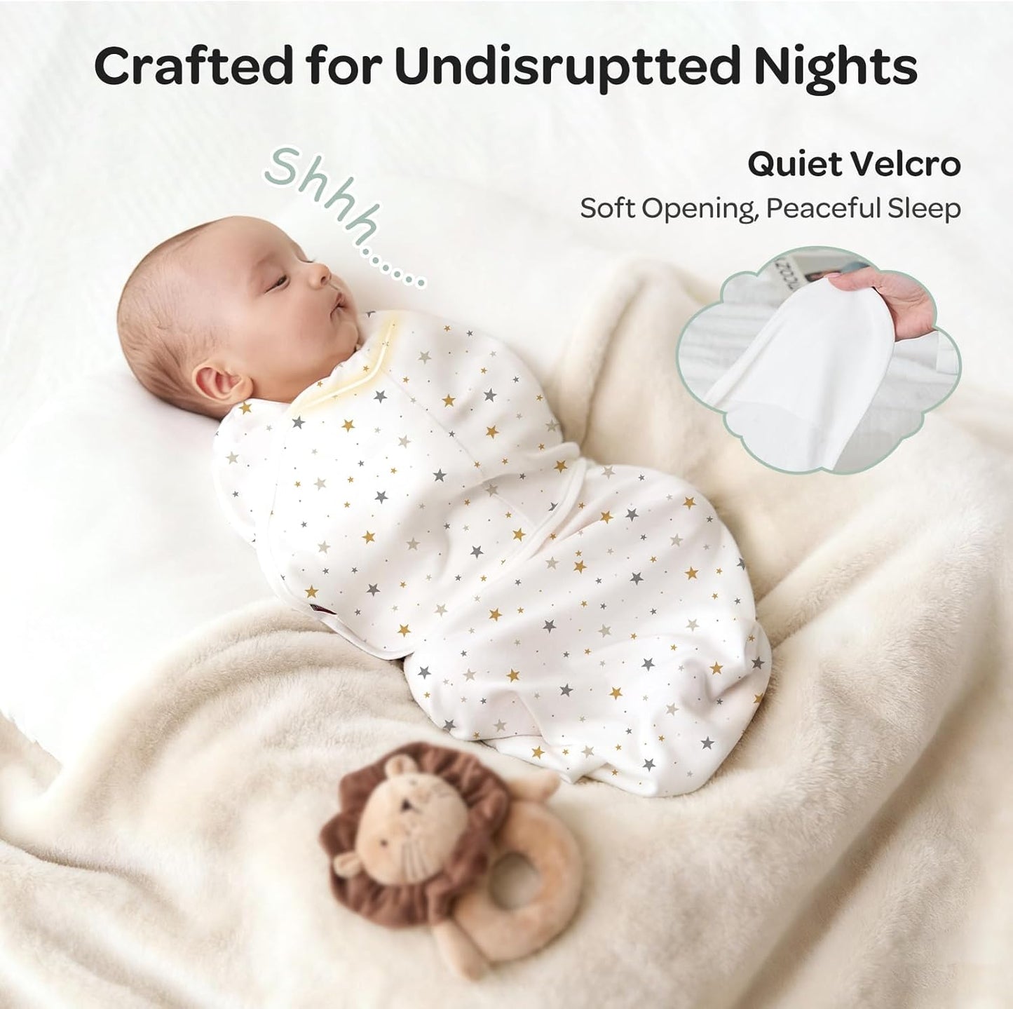 Momcozy Mantas para Recém-Nascidos de 0 a 3 Meses, com Fecho Silencioso, Fáceis de Usar para Pais de Primeira Viagem, Reduzem o Reflexo de Sobressalto, Pacote com 2, Wonder