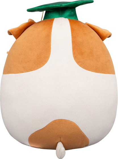 Squishmallows Original de 12 Polegadas – Brenden, o Jack Russell Terrier com Chapéu de Formatura – Pelúcia Oficial Jazwares (Tamanho Médio)
