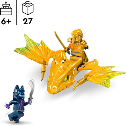 LEGO Brinquedo NINJAGO Arin’s Rising Dragon Strike, conjunto de figuras ninja amarelas para meninos, meninas e crianças de 6 anos ou mais, com minifigura de Arin e acessório de espada Katana, brinquedos de construção