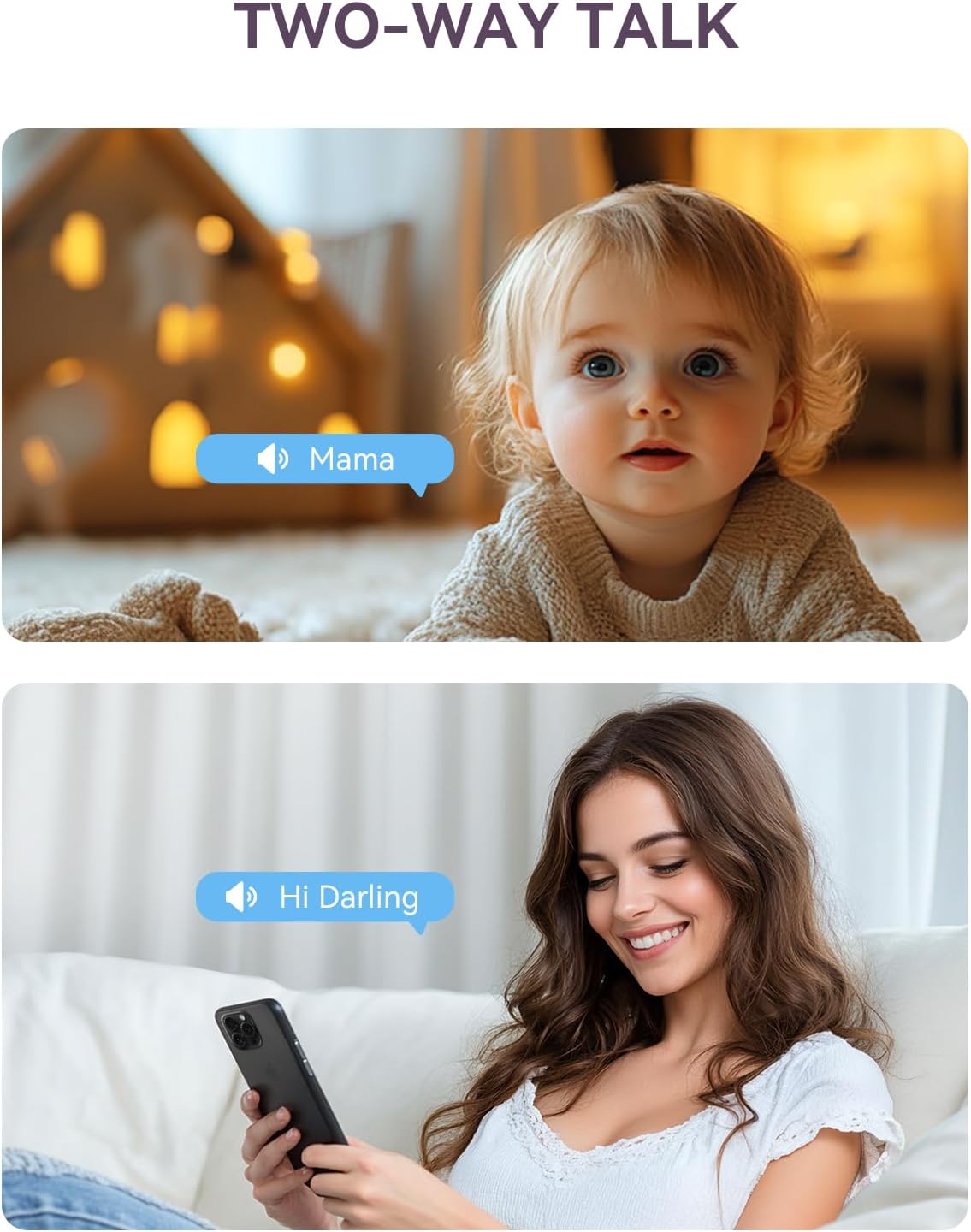 Monitor para bebês/animais de estimação para segurança interna, monitoramento com aplicativo para smartphone, Monitor para bebês/animais de estimação para segurança interna, monitoramento com aplicativo para smartphone, resolução 2K QHD