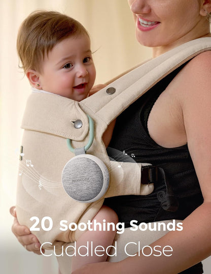 Momcozy Máquina de som portátil com luz noturna, máquina de som de ruído branco para bebês, 20 sons suaves, terapia sonora, potência duradoura, temporizador, clipes para carrinho, presentes para chá de bebê