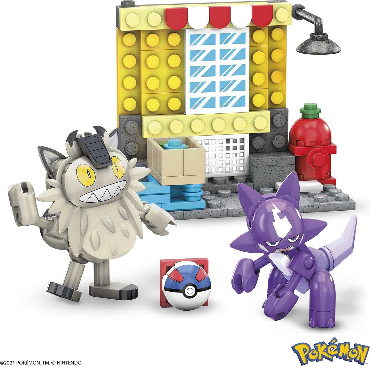 MEGA Conjunto de Montagem Construx Pokémon Galarian Meowth vs. Toxel