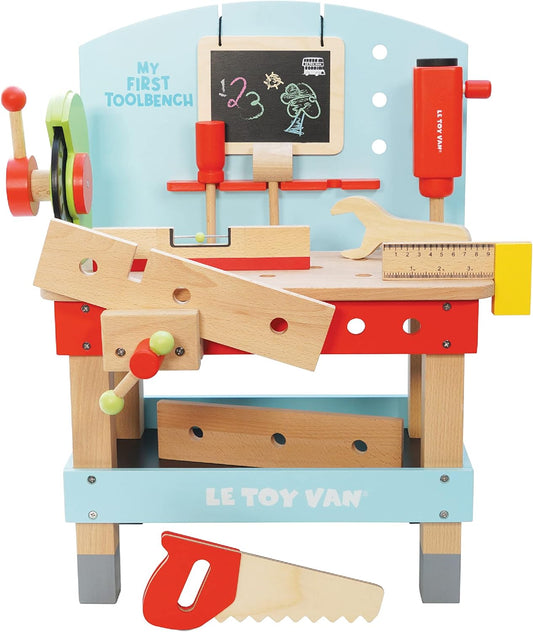 Le Toy Van - Coches y Construcción Educativo Mi Primer Banco de Herramientas Juego de Banco de Herramientas de Madera para Juegos de Roles | Simule jugar con herramientas de madera, apto para niños a partir de 3 años.