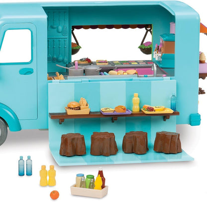 Li'l Woodzeez - Camión de comida con dulces y golosinas de madreselva - Juego de 89 piezas con camión de juguete y accesorios para alimentos - Vehículos en miniatura y juegos para niños de 3 años en adelante