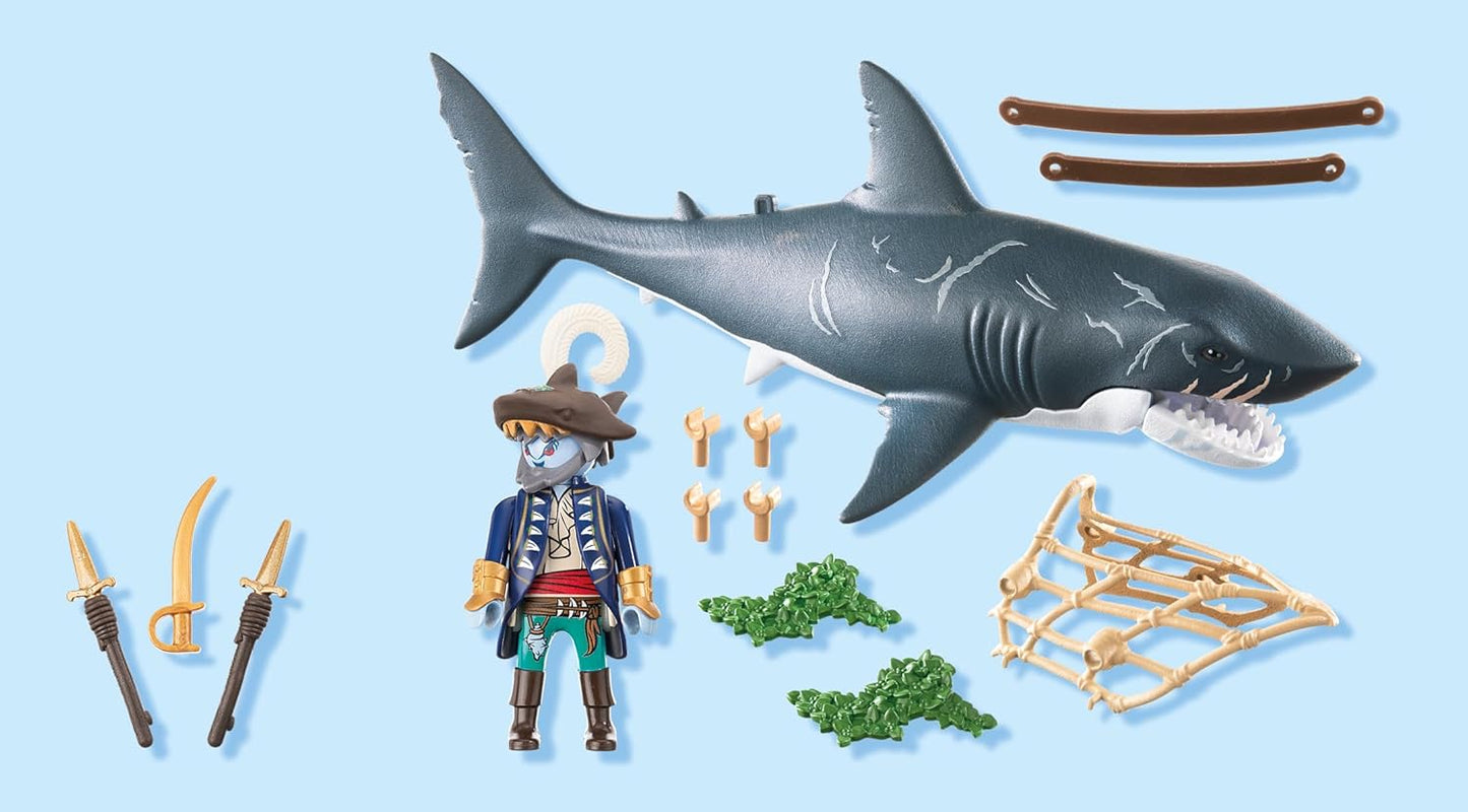 Playmobil | Piratas | Perigo de Tubarão Gigante | Brinquedos de Piratas | Figuras de Brinquedo | Brinquedos para Crianças a partir de 4 Anos | 71793