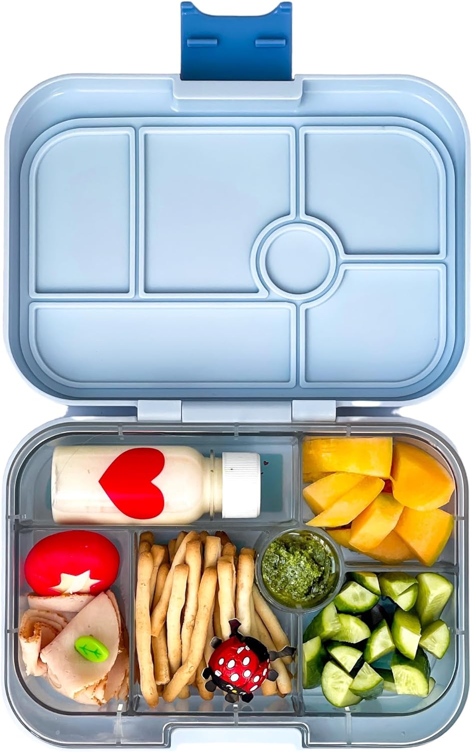 yumbox Recipiente original de lancheira Bento à prova de vazamentos para crianças (cinza nebuloso (bandeja de Paris))