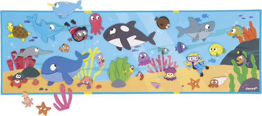 Janod - Magnéti'Stories Sea Funds - Jogo magnético educativo com 30 ímãs - Brinquedo infantil de papelão FSC - Desenvolve a imaginação e a coordenação motora fina - A partir de 3 anos - J05448