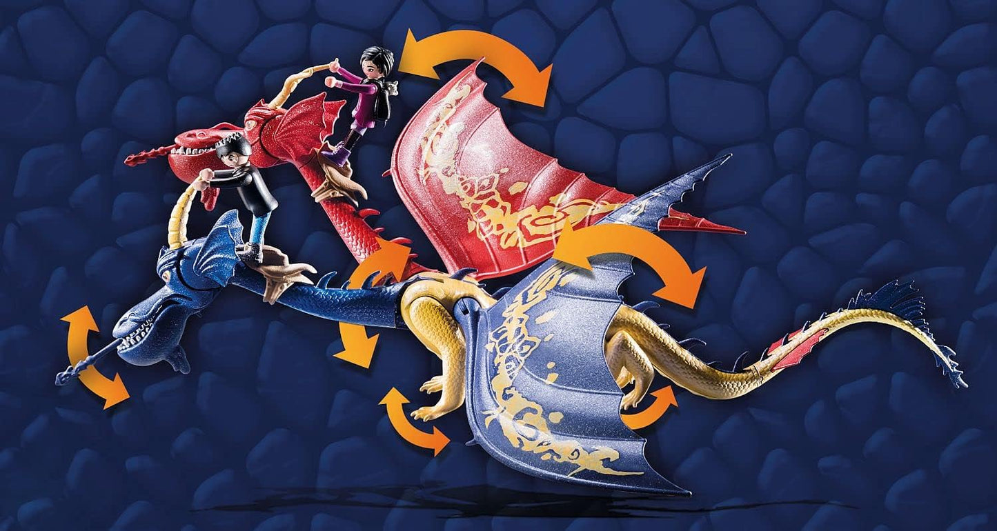 Playmobil DreamWorks Dragons 71080 Dragões: Os Nove Reinos - Wu e Wei com Jun, Figura de Dragão de Duas Cabeças com Função de Tiro, Brinquedos para crianças a partir de 4 anos