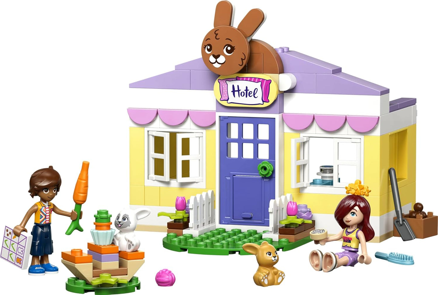 LEGO Friends Hotel dos Coelhos de Heartlake City - Casa de Brinquedo com 2 Mini Bonecas, 2 Figuras de Animais e Acessórios para Cuidar de Animais de Estimação - Ideia de Presente de Aniversário para Meninas a partir de 5 Anos - 42679