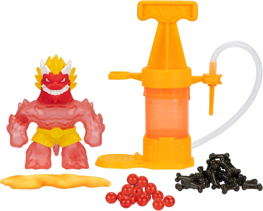 Heróis de Goo Jit Zu Hero Creator Blazagon com 3 recheios de gosma exclusivos. Misture, preencha e crie sua própria figura de ação elástica.