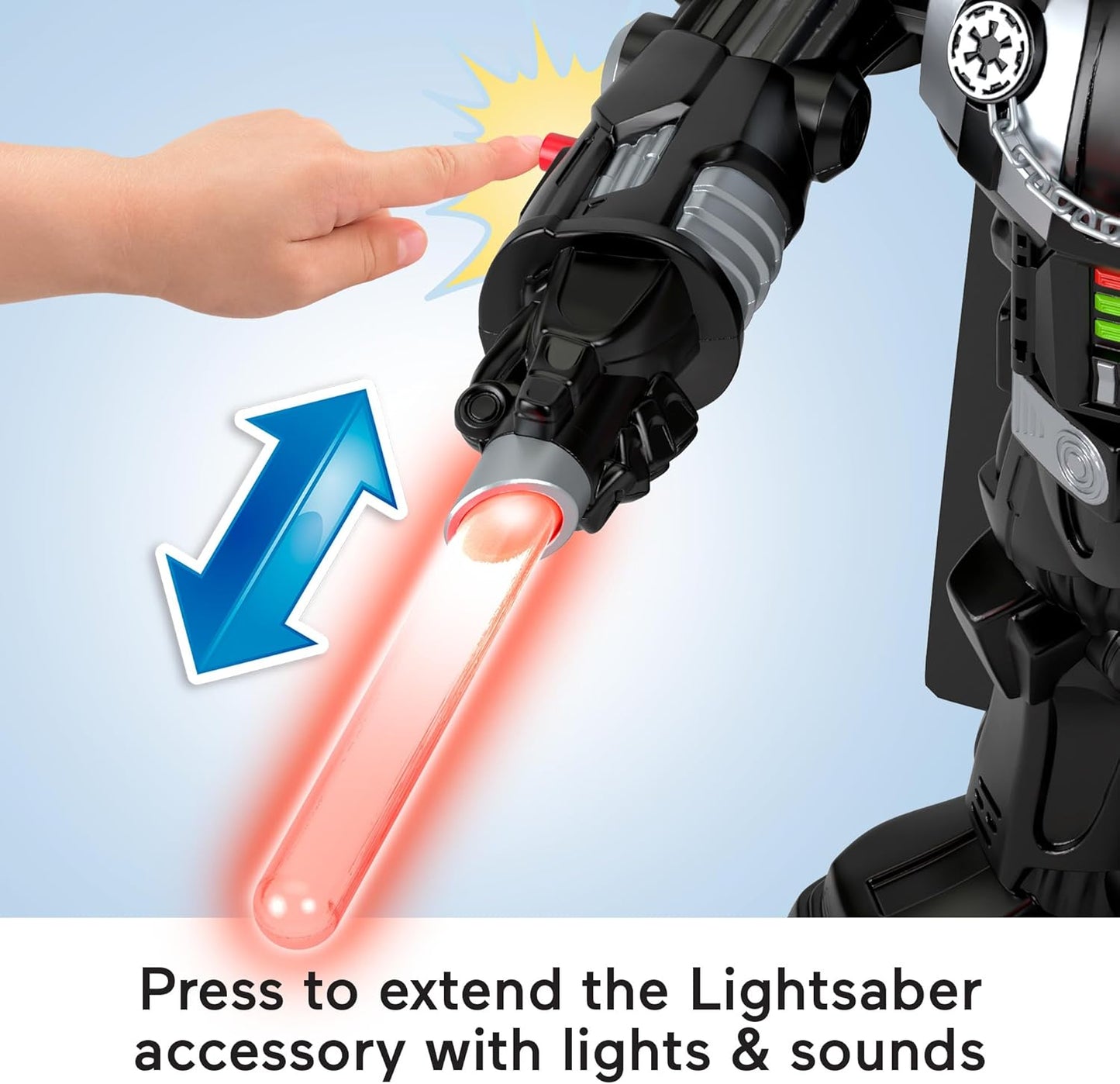 Fisher-Price Imaginext STAR WARS Darth Vader Robô de 60 cm de altura, com luzes, sons e chave de metal do Stormtrooper para crianças a partir de 3 anos, HXG51