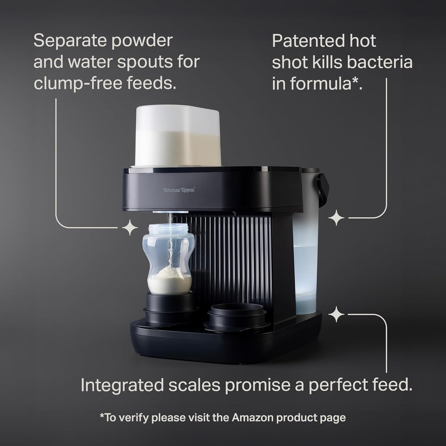 Tommee Tippee Perfect Prep Pro, máquina de preparar fórmula infantil em pó e mamadeiras com filtro de água antibacteriano e suporte personalizado por aplicativo.