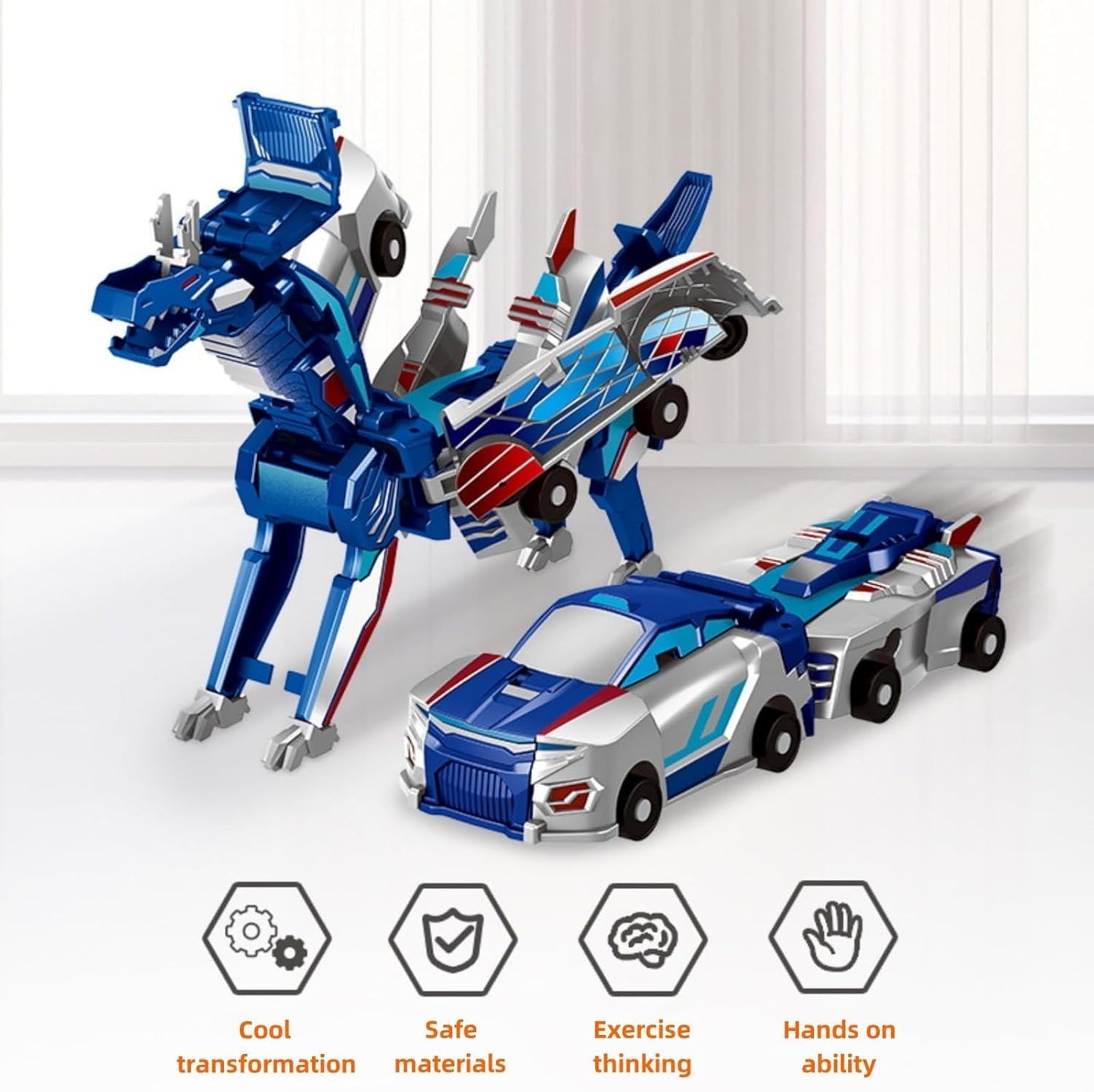 Felly Carrinho Robô Dragon Transformável para Crianças, Deformação Automática por Conexões Magnéticas, Brinquedo para Meninos e Meninas de 2 a 8 Anos