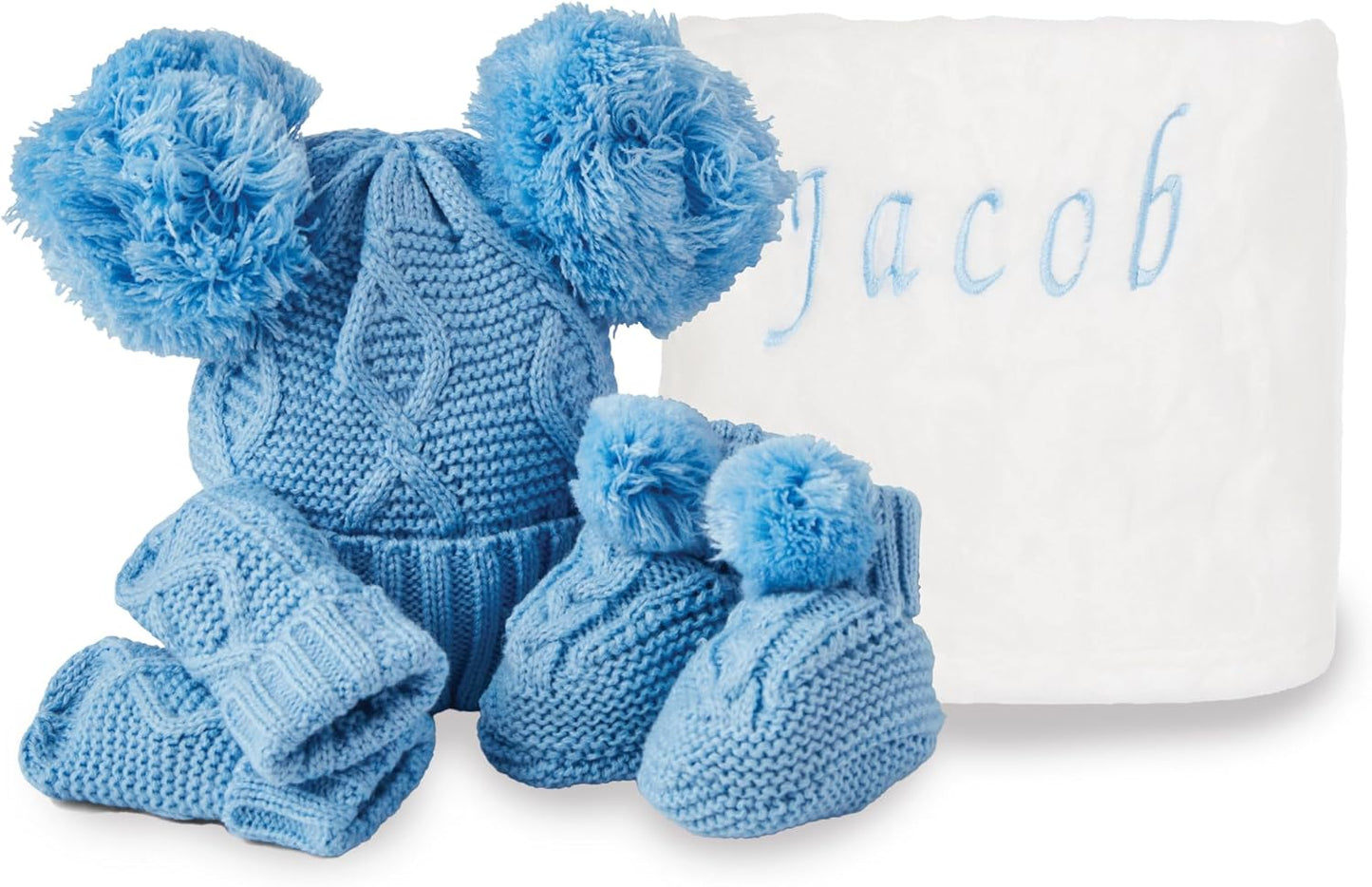 Conjunto de presentes personalizados para bebês meninos - Conjunto de roupas de inverno em tricô para bebês, presentes para recém-nascidos, itens essenciais para bebês para presentes de revelação de recém-nascidos