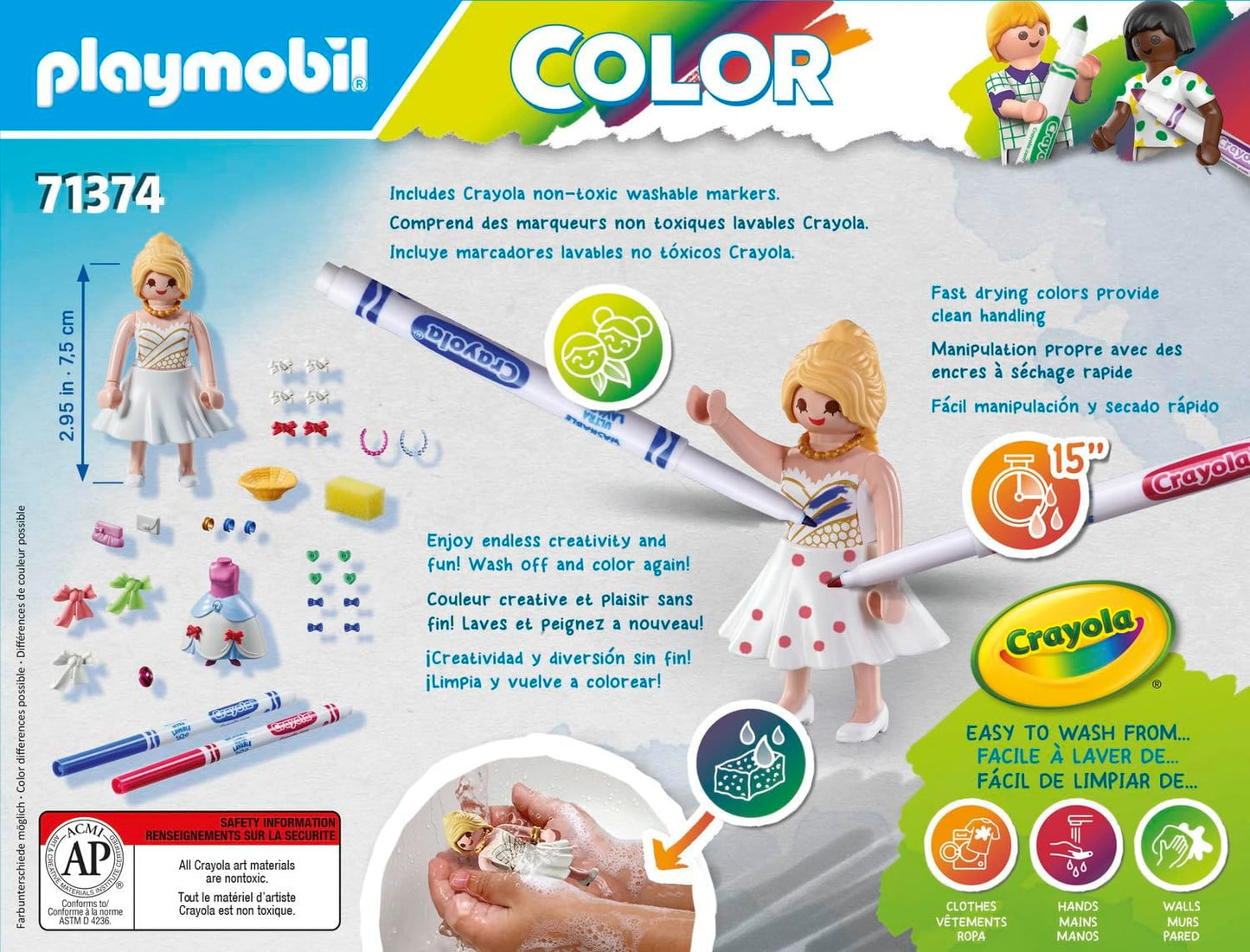 Playmobil 71374 Color Fashion Show Designer, crie designs, com marcadores e acessórios solúveis em água, dramatização imaginativa, conjuntos de jogos artísticos adequados para crianças de 5 anos ou mais