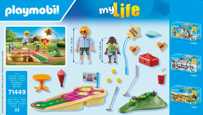 Playmobil 71449 Minha Vida: Minigolfe, uma tacada após a outra em direção ao gol, incluindo tacos de golfe, bolas e sorvetes, dramatização divertida e imaginativa, conjuntos de jogos artísticos adequados para crianças a partir de 4 anos