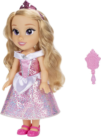 Disney Boneca Princess My Friend Aurora 35 cm Olhos Com Brilho Cintilante, Vestido De Princesa Removível, Tiara, Sapatos Fáceis De Calçar E Tirar
