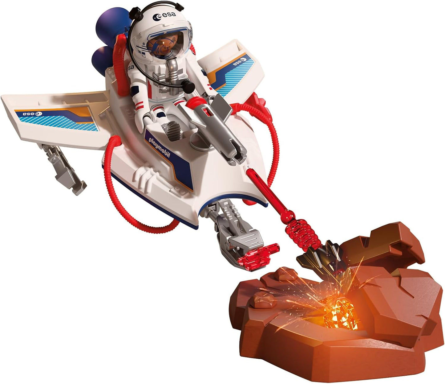 Playmobil Space ESA Planador Espacial e Astronauta – Veículo voador com função de disparo e braço de garra, exploração espacial no quarto das crianças, conjunto de brinquedo, diversão para crianças a partir de 4 anos, 72013