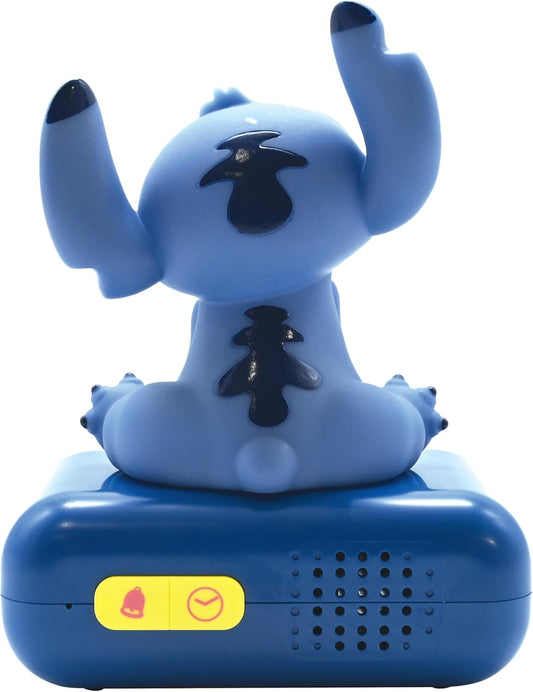 Lexibook, Disney, Despertador Stitch Nightlight, Sonidos y melodías, Pantalla LCD retroiluminada, Luminoso, Posponer, Azul, Talla única