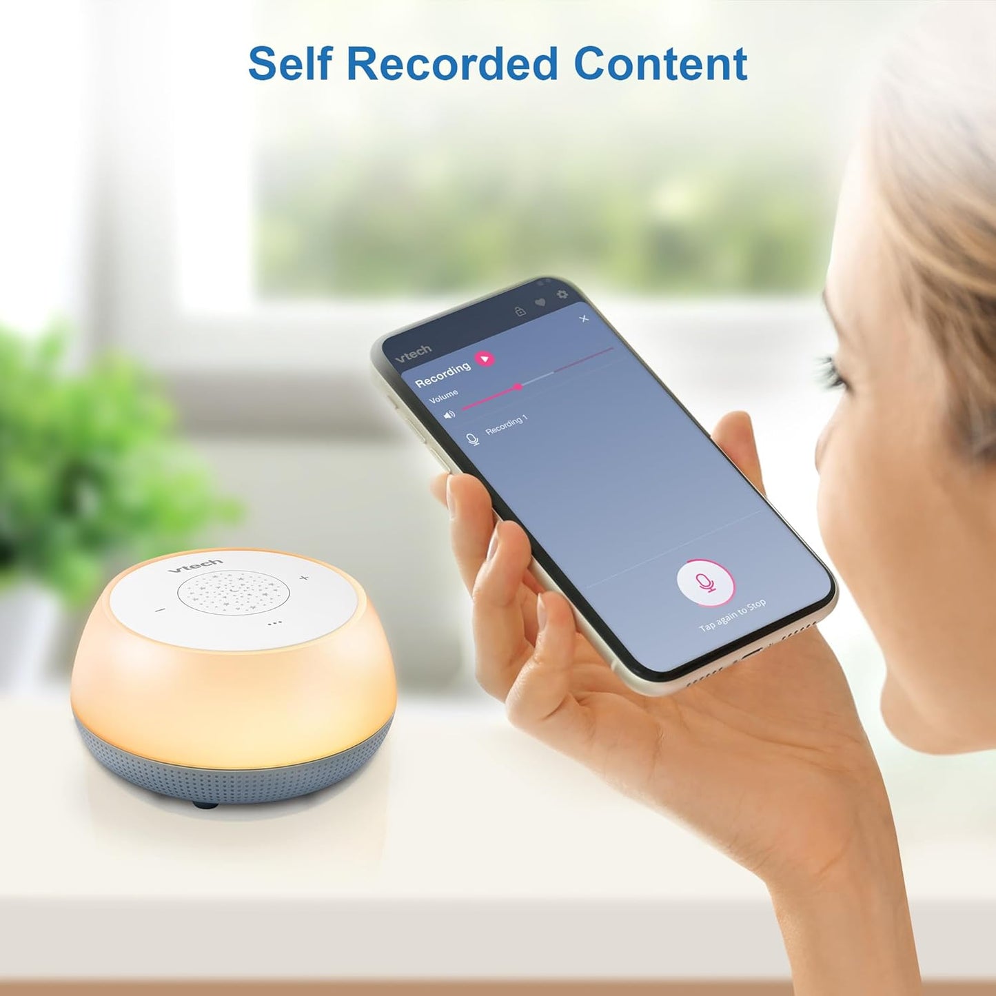 VTech BC8213 V-Hush Junior Treinamento de Sono com 40 histórias/músicas/sons e grave sua própria voz. Alto-falante portátil Bluetooth HD, luz noturna multicolorida de 250+, projetor de teto