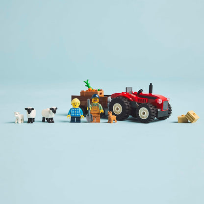 LEGO City 60461 Trator agrícola vermelho com trailer e conjunto de brinquedos para ovelhas - Conjunto de brinquedos com figuras de animais - Brinquedos Montessori para meninos e meninas de mais de 4 anos - Presentes de aprendizagem precoce