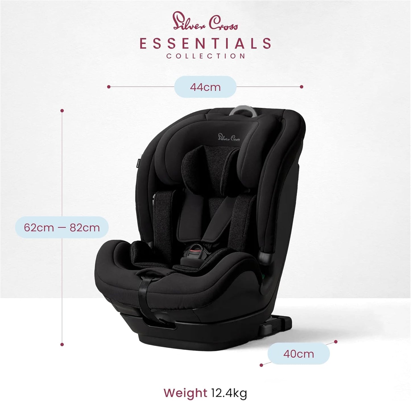 Silver Cross Cadeira Auto Essentials Balance i-Size - Cadeira Auto Infantil - Sistema Isofix - Cinto de Segurança de 5 Pontos - 15 Meses a 12 Anos - Preta