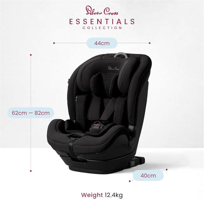 Silver Cross Cadeira Auto Essentials Balance i-Size - Cadeira Auto Infantil - Sistema Isofix - Cinto de Segurança de 5 Pontos - 15 Meses a 12 Anos - Preta