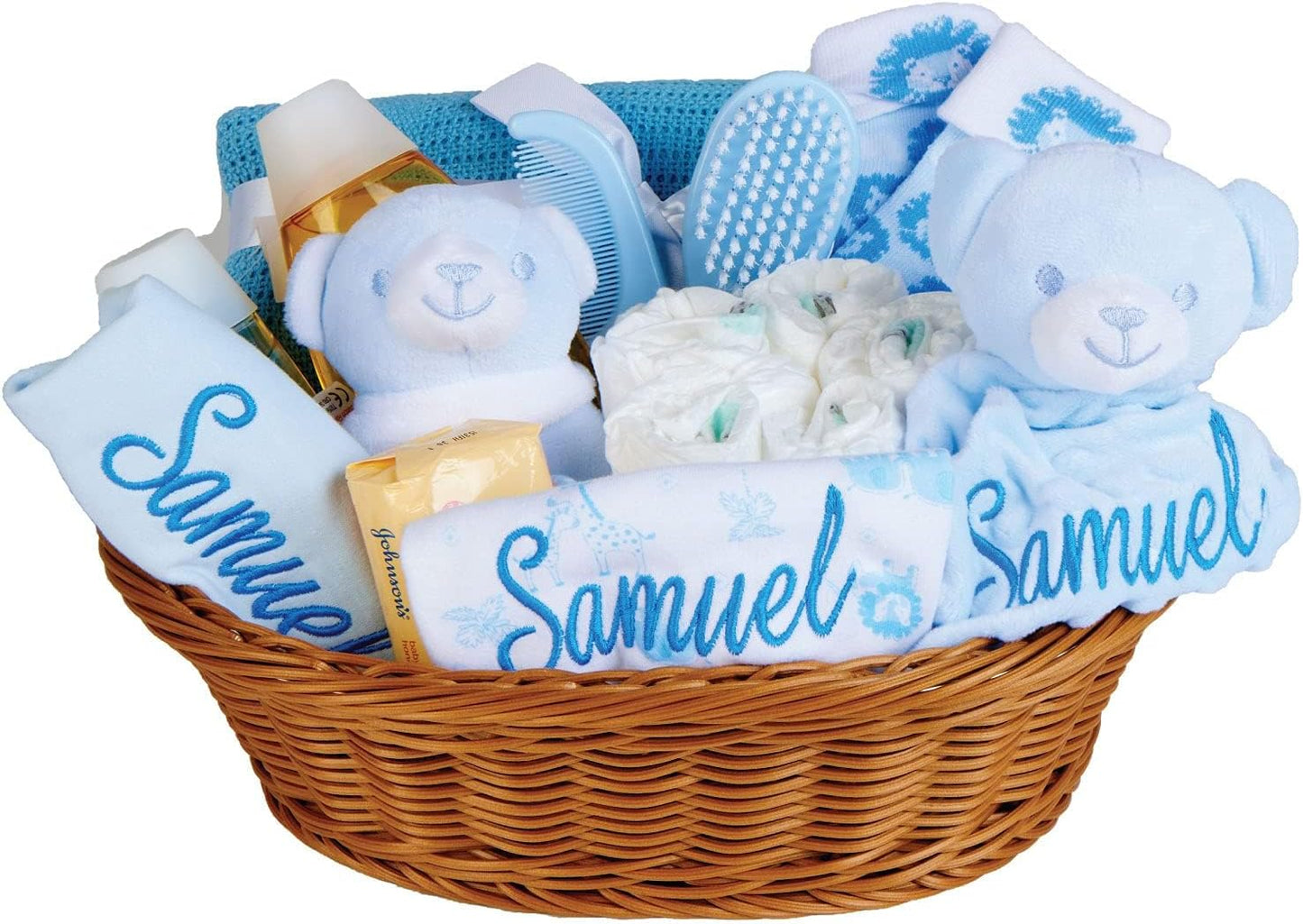 Baby Box Shop - 18 itens essenciais para recém-nascidos meninos com 3 presentes personalizados para bebês, Baby Box Shop - 18 itens essenciais para recém-nascidos meninos perfeitos para batizados - presentes para bebês meninos,