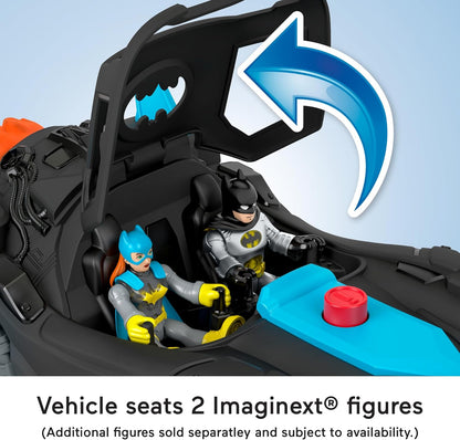 Batmóvel Fisher-Price Imaginext DC Super Friends com luzes e sons, brinquedo do Batman para crianças em idade pré-escolar a partir de 3 anos, HGX96