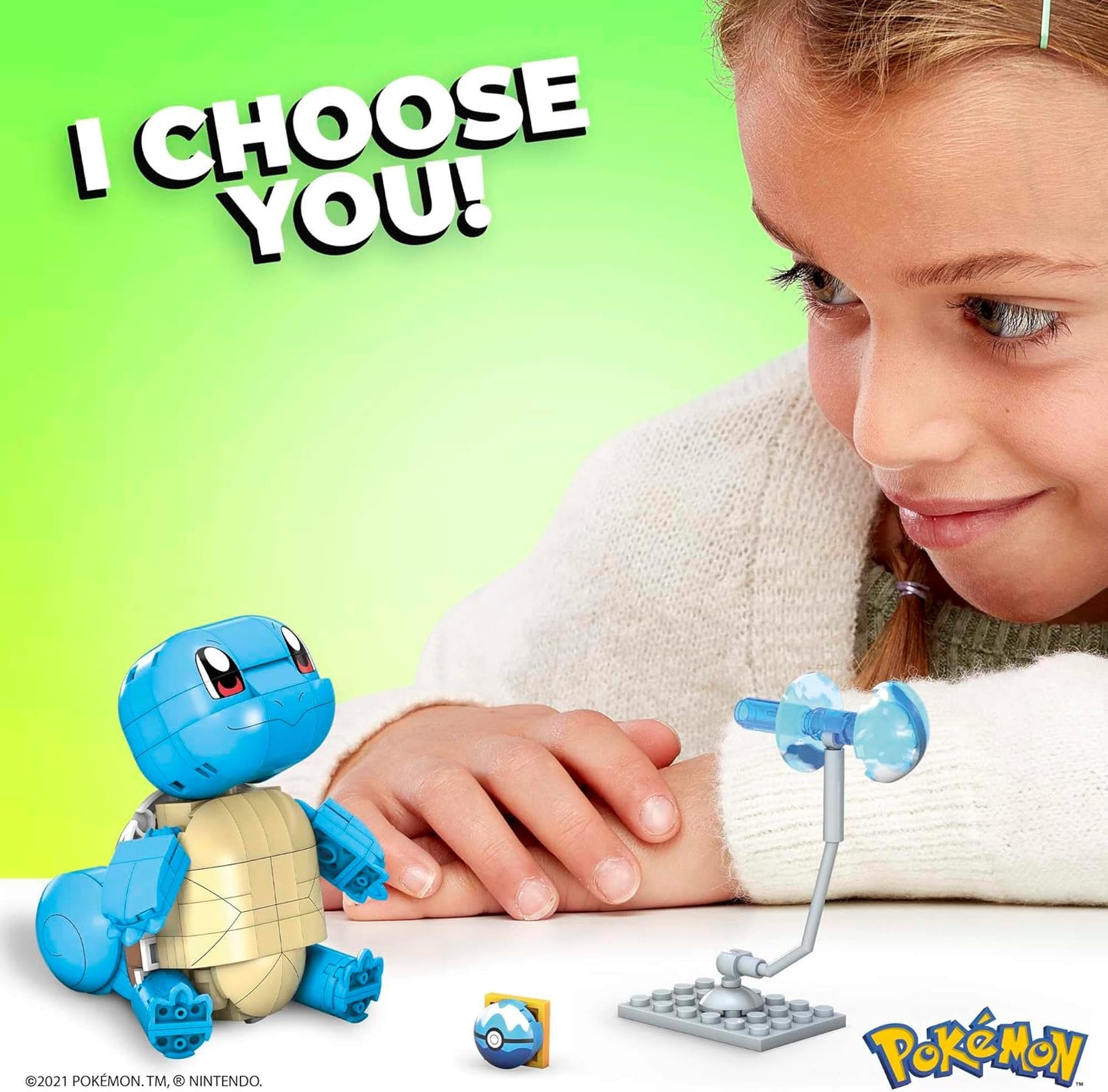 MEGA Conjunto de brinquedos de construção Pokémon Build & Show Squirtle com 199 peças, articulado e articulado, 10 cm de altura, para crianças, GYH00