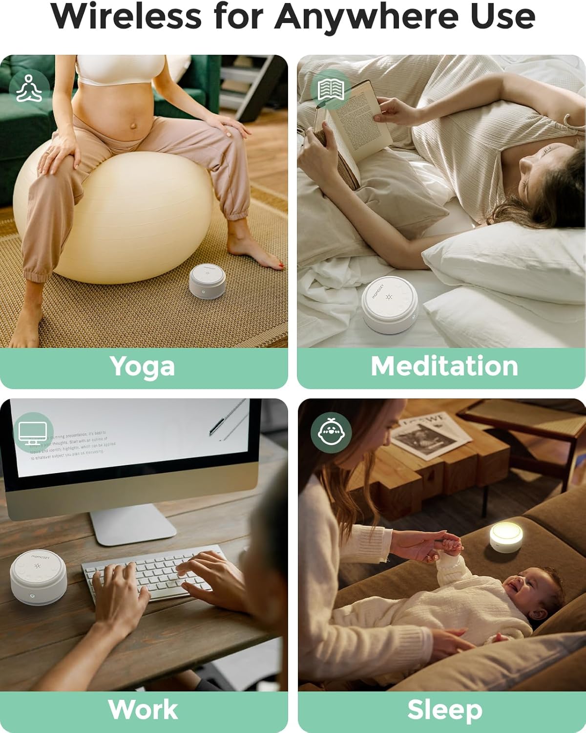 Momcozy Máquina de som para bebê, 20 sons suaves e luz de toque, máquina portátil de ruído branco com temporizador para dormir e memória, companheira de viagem ideal e item essencial para o berçário, para passeios